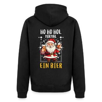 Weihnachtsmann Bier Saufen Alkohol Weihnachten - Unisex Premium Bio Zip Hoodie - Schwarz - Hinten - Nico (187cm)