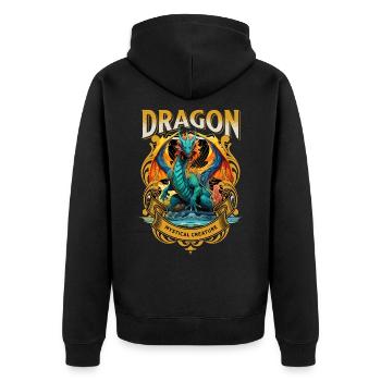dragon, fantasy, magic, mysticism, mythology, creature - Unisex Premium Organic Zip Hoodie - black - Back - Nico (187cm)