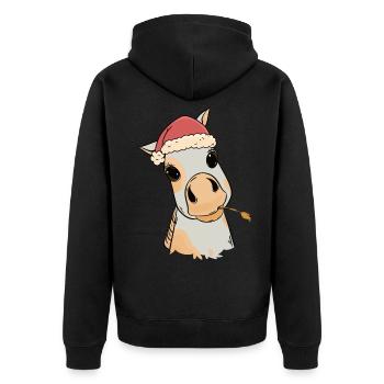 Poulain bébé Noël cadeau de Noël cheval fou - Veste à capuche bio Premium Unisexe - noir - Dos - Nico (187cm)