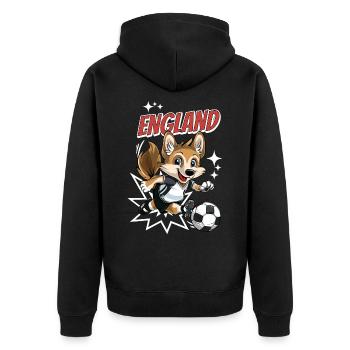 Fußball England Hund Tier Fußballer Fan Team - Unisex Premium Bio Zip Hoodie - Schwarz - Hinten - Nico (187cm)