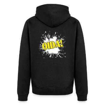 OIDA - Unisex Premium Bio Zip Hoodie - Schwarz - Hinten - Nico (187cm)