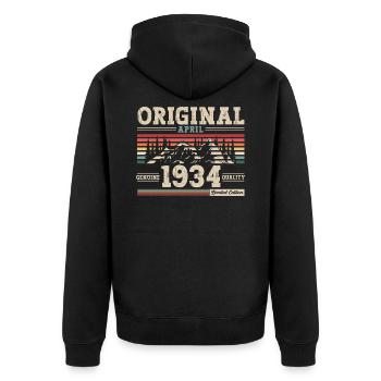 90e anniversaireHomme Original Avril Vintage 1934 - Veste à capuche bio Premium Unisexe - noir - Dos - Nico (187cm)