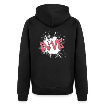 tauchen, diving, taucher, apnoe - Unisex Premium Bio Zip Hoodie - Schwarz - Hinten - Nico (187cm)