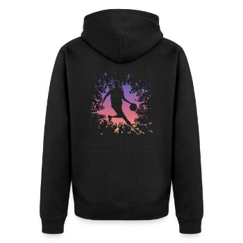 Basketball, Baller, Player, Streetball - Unisex Premium Bio Zip Hoodie - Schwarz - Hinten - Nico (187cm)