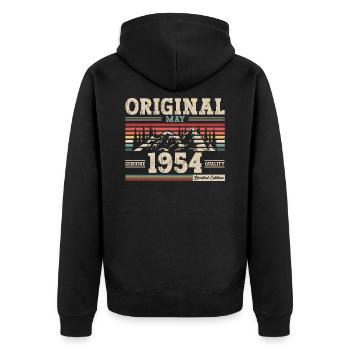 Original May 1954 Vintage 1954 Birthday 1954 - Unisex Premium Organic Zip Hoodie - black - Back - Nico (187cm)