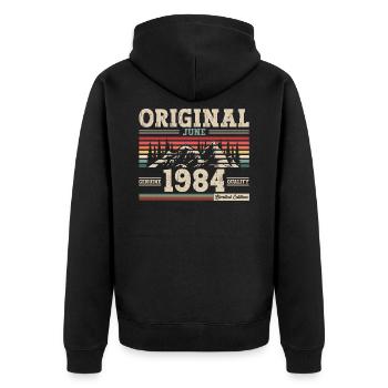 Original June 1984 Born 1984 40th Birthday 84 - Unisex Premium Organic Zip Hoodie - black - Back - Nico (187cm)