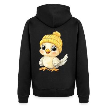 Chicken Cute Baby Kids Animal Chick Cartoon - Unisex Premium Organic Zip Hoodie - black - Back - Nico (187cm)