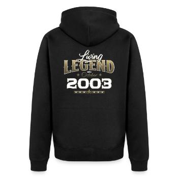 21e anniversaire Original Legend 2003 03 octobre - Veste à capuche bio Premium Unisexe - noir - Dos - Nico (187cm)