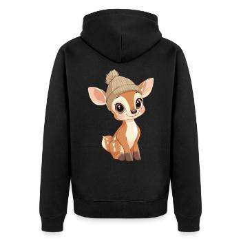 cerf mignon mignon bébé enfants animal fauve dessin animé - Veste à capuche bio Premium Unisexe - noir - Dos - Nico (187cm)