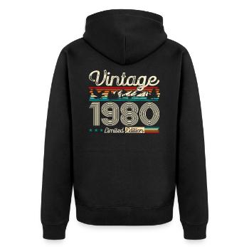 44ème anniversaire Légende Vintage 1980 Années 80 - Veste à capuche bio Premium Unisexe - noir - Dos - Nico (187cm)