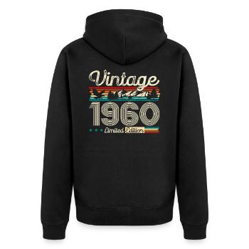 65. Geburtstag Legende Vintage 1960 Jahrgang 60 - Unisex Premium Bio Zip Hoodie - Schwarz - Hinten - Nico (187cm)
