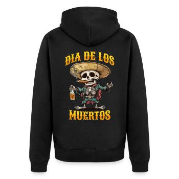Dia De Los Muertos Totenkopf Totenschädel Tequilla - Unisex Premium Bio Zip Hoodie - Schwarz - Hinten - Nico (187cm)