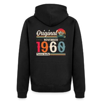 65. Geburtstag Legende November 1960 Jahrgang 60 - Unisex Premium Bio Zip Hoodie - Schwarz - Hinten - Nico (187cm)