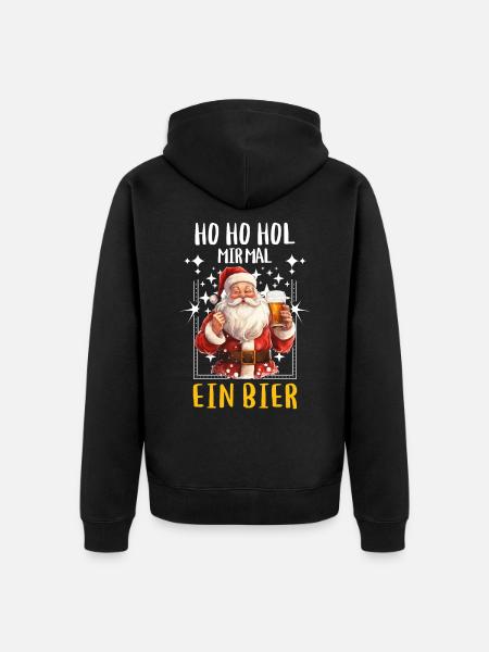 Christmas Claus Beer Drinking Alcohol - Unisex Premium Organic Zip Hoodie - black