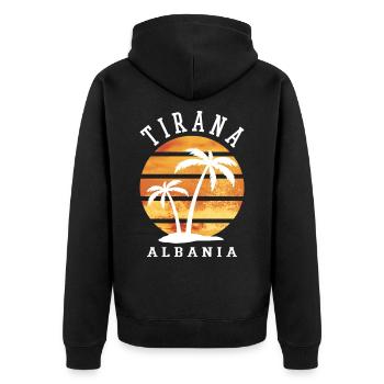 Tirana Tirane Albanie Été Palmiers Plage Mer - Veste à capuche bio Premium Unisexe - noir - Dos - Nico (187cm)