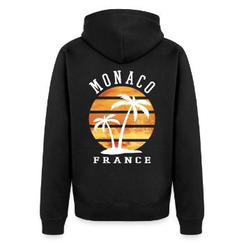 Monaco France Été Palmiers Plage Mer - Veste à capuche bio Premium Unisexe - noir - Dos - Nico (187cm)