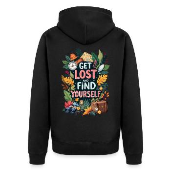 Hau ab - Unisex Premium Bio Zip Hoodie - Schwarz - Hinten - Nico (187cm)
