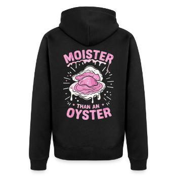 Saftige Auster - Unisex Premium Bio Zip Hoodie - Schwarz - Hinten - Nico (187cm)