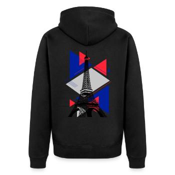 Paris Tour Eiffel France City Skyline Art - Veste à capuche bio Premium Unisexe - noir - Dos - Nico (187cm)