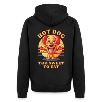 Hot Dog Hund Wurst Fast Food Wortwitz Lustig Humor - Unisex Premium Bio Zip Hoodie - Schwarz - Hinten - Nico (187cm)