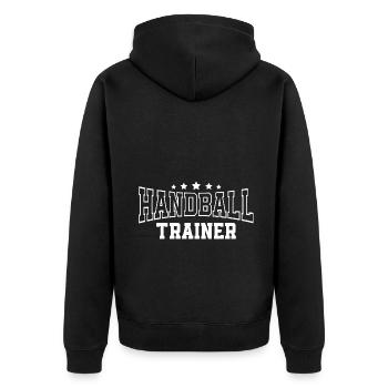 Handball Handballer Trainer - Unisex Premium Bio Zip Hoodie - Schwarz - Hinten - Nico (187cm)
