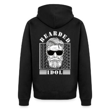 Bärtiges Idol 3 Tage Bart hip Oberlippenbart - Unisex Premium Bio Zip Hoodie - Schwarz - Hinten - Nico (187cm)