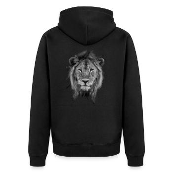 Löwe Shirt Design Löwenkopf Afrika Männer Frauen - Unisex Premium Bio Zip Hoodie - Schwarz - Hinten - Nico (187cm)