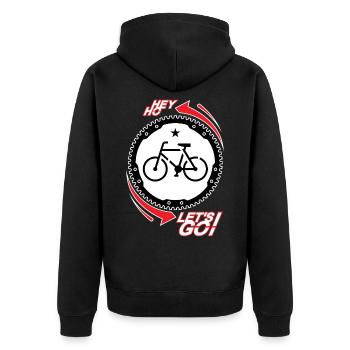 HEY HO - VÉLO - ALLONS-Y! - Veste à capuche bio Premium Unisexe - noir - Dos - Nico (187cm)