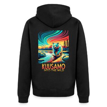 Kuusamo Finland Into The Wild - Unisex Premium Organic Zip Hoodie - black - Back - Nico (187cm)