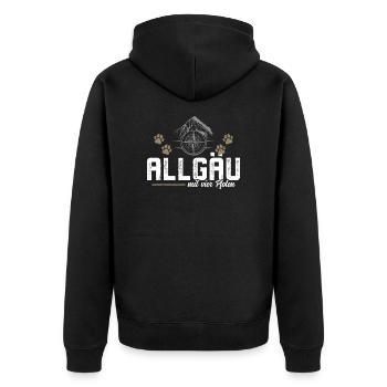Wandern mit Hund im Allgäu - Unisex Premium Bio Zip Hoodie - Schwarz - Hinten - Nico (187cm)