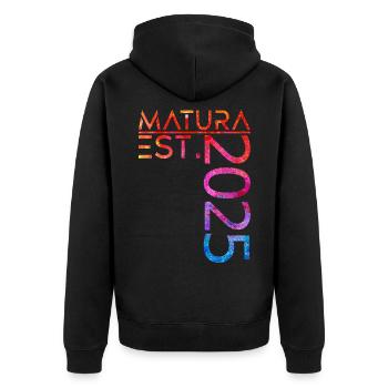 Matura EST. 2025 - Unisex Premium Bio Zip Hoodie - Schwarz - Hinten - Nico (187cm)