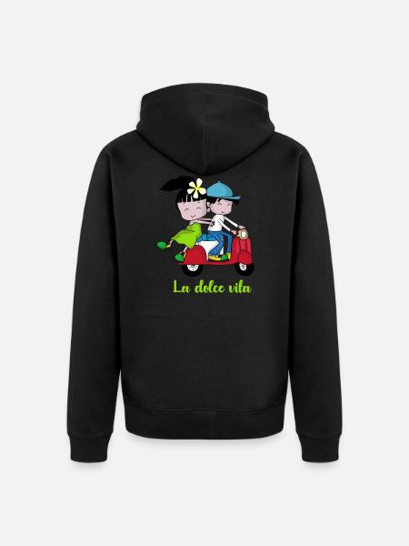 La dolce vita – Scooter Pair - Unisex Premium Organic Zip Hoodie - black