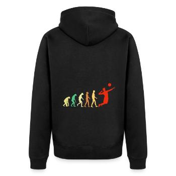 Volleyball Evolution - Unisex Premium Bio Zip Hoodie - Schwarz - Hinten - Nico (187cm)