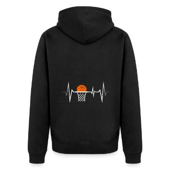 Basketball Basketballer Herzschlag - Unisex Premium Bio Zip Hoodie - Schwarz - Hinten - Nico (187cm)