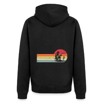 Angeln Angler Fischen - Unisex Premium Bio Zip Hoodie - Schwarz - Hinten - Nico (187cm)