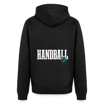 Handball Handballer - Unisex Premium Bio Zip Hoodie - Schwarz - Hinten - Nico (187cm)
