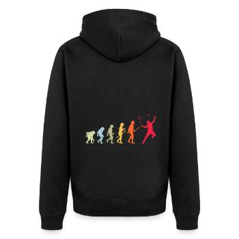 Badminton Evolution - Unisex Premium Organic Zip Hoodie - black - Back - Nico (187cm)