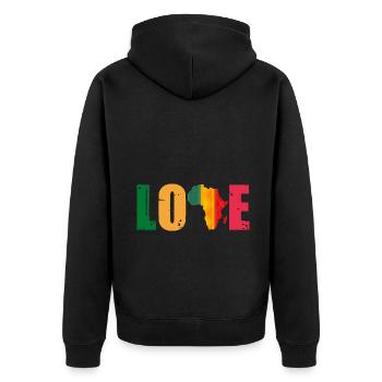 Afrika - Unisex Premium Bio Zip Hoodie - Schwarz - Hinten - Nico (187cm)