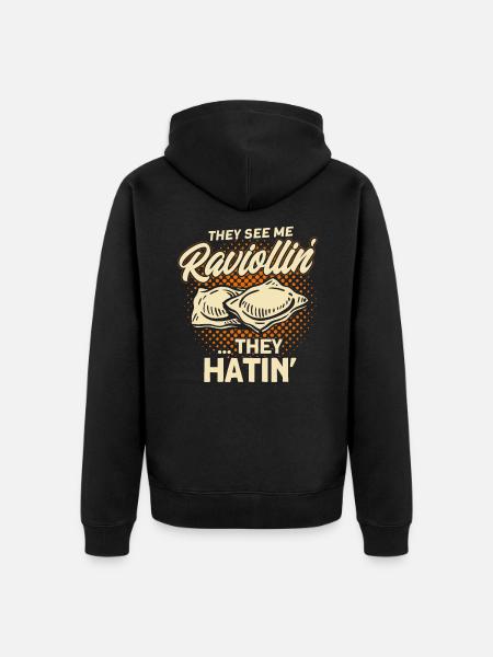 Noodles Noodle Lover Ravioli Gift - Unisex Premium Organic Zip Hoodie - black