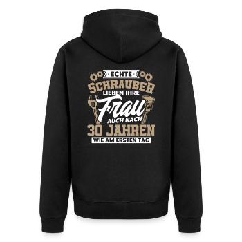Perlenhochzeit Ehepaar 30. Hochzeitstag Geschenk - Unisex Premium Bio Zip Hoodie - Schwarz - Hinten - Nico (187cm)