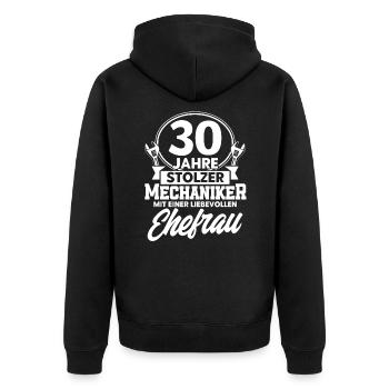 Perlenhochzeit Ehepaar 30. Hochzeitstag Geschenk - Unisex Premium Bio Zip Hoodie - Schwarz - Hinten - Nico (187cm)