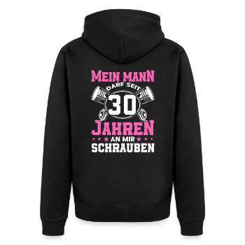 Perlenhochzeit Ehepaar 30. Hochzeitstag Geschenk - Unisex Premium Bio Zip Hoodie - Schwarz - Hinten - Nico (187cm)