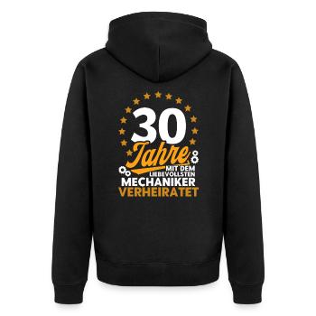 Perlenhochzeit Ehepaar 30. Hochzeitstag Geschenk - Unisex Premium Bio Zip Hoodie - Schwarz - Hinten - Nico (187cm)