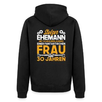 Perlenhochzeit Ehepaar 30. Hochzeitstag Geschenk - Unisex Premium Bio Zip Hoodie - Schwarz - Hinten - Nico (187cm)