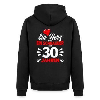 Perlenhochzeit Ehepaar 30. Hochzeitstag Geschenk - Unisex Premium Bio Zip Hoodie - Schwarz - Hinten - Nico (187cm)