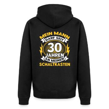 Perlenhochzeit Ehepaar 30. Hochzeitstag Geschenk - Unisex Premium Bio Zip Hoodie - Schwarz - Hinten - Nico (187cm)