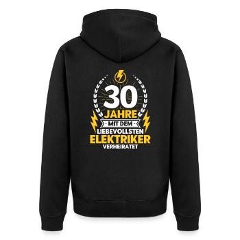 Perlenhochzeit Ehepaar 30. Hochzeitstag Geschenk - Unisex Premium Bio Zip Hoodie - Schwarz - Hinten - Nico (187cm)