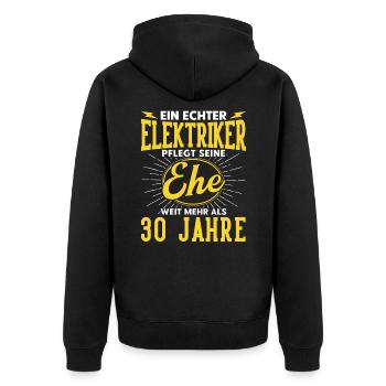 Perlenhochzeit Ehepaar 30. Hochzeitstag Geschenk - Unisex Premium Bio Zip Hoodie - Schwarz - Hinten - Nico (187cm)