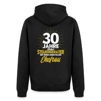 Perlenhochzeit Ehepaar 30. Hochzeitstag Geschenk - Unisex Premium Bio Zip Hoodie - Schwarz - Hinten - Nico (187cm)
