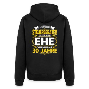 Perlenhochzeit Ehepaar 30. Hochzeitstag Geschenk - Unisex Premium Bio Zip Hoodie - Schwarz - Hinten - Nico (187cm)